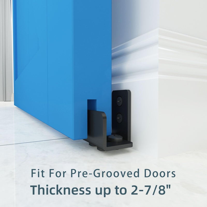 JUBEST Matte Black Floor Guide Wall Mount Sliding Barn Door Hardware Up to 1-3/8"W 1-1/4"H Set of 2 - Image 3